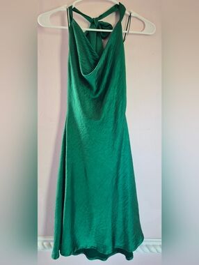 Altar'd State Emerald Green Cowl Halter Midi Dress